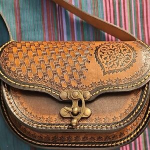 Brown Leather Crossbody Bag Made In Turkey